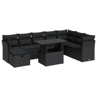 Thumbnail for 9-tlg. Garten-Sofagarnitur mit Kissen Schwarz Poly Rattan