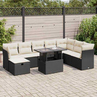 Thumbnail for 9-tlg. Garten-Sofagarnitur mit Kissen Schwarz Poly Rattan