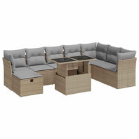 Thumbnail for 9-tlg. Garten-Sofagarnitur mit Kissen Beige Poly Rattan