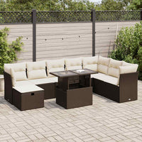 Thumbnail for 9-tlg. Garten-Sofagarnitur mit Kissen Braun Poly Rattan