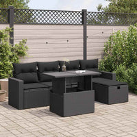 Thumbnail for 6-tlg. Garten-Sofagarnitur mit Kissen Schwarz Poly Rattan