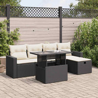 Thumbnail for 6-tlg. Garten-Sofagarnitur mit Kissen Schwarz Poly Rattan