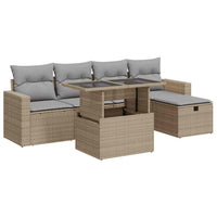 Thumbnail for 6-tlg. Garten-Sofagarnitur mit Kissen Beige Poly Rattan
