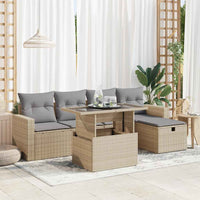 Thumbnail for 6-tlg. Garten-Sofagarnitur mit Kissen Beige Poly Rattan