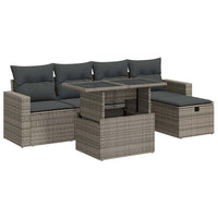 Thumbnail for 6-tlg. Garten-Sofagarnitur mit Kissen Grau Poly Rattan