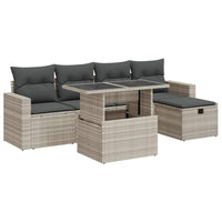 Thumbnail for 6-tlg. Garten-Sofagarnitur mit Kissen Hellgrau Poly Rattan