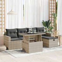 Thumbnail for 6-tlg. Garten-Sofagarnitur mit Kissen Hellgrau Poly Rattan