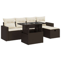 Thumbnail for 6-tlg. Garten-Sofagarnitur mit Kissen Braun Poly Rattan