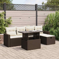 Thumbnail for 6-tlg. Garten-Sofagarnitur mit Kissen Braun Poly Rattan