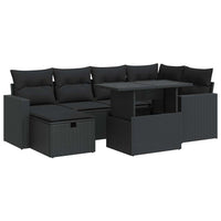 Thumbnail for 7-tlg. Garten-Sofagarnitur mit Kissen Schwarz Poly Rattan