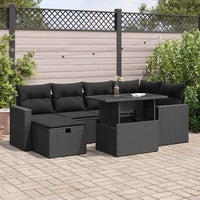 Thumbnail for 7-tlg. Garten-Sofagarnitur mit Kissen Schwarz Poly Rattan