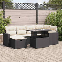 Thumbnail for 7-tlg. Garten-Sofagarnitur mit Kissen Schwarz Poly Rattan