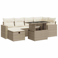 Thumbnail for 7-tlg. Garten-Sofagarnitur mit Kissen Beige Poly Rattan