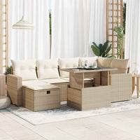 Thumbnail for 7-tlg. Garten-Sofagarnitur mit Kissen Beige Poly Rattan