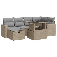 Thumbnail for 7-tlg. Garten-Sofagarnitur mit Kissen Beige Poly Rattan