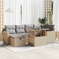 Thumbnail for 7-tlg. Garten-Sofagarnitur mit Kissen Beige Poly Rattan
