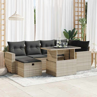 Thumbnail for 7-tlg. Garten-Sofagarnitur mit Kissen Hellgrau Poly Rattan