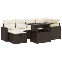 Thumbnail for 7-tlg. Garten-Sofagarnitur mit Kissen Braun Poly Rattan