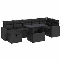Thumbnail for 8-tlg. Garten-Sofagarnitur mit Kissen Schwarz Poly Rattan
