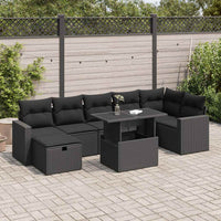 Thumbnail for 8-tlg. Garten-Sofagarnitur mit Kissen Schwarz Poly Rattan