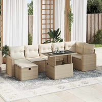 Thumbnail for 8-tlg. Garten-Sofagarnitur mit Kissen Beige Poly Rattan