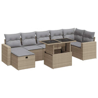 Thumbnail for 8-tlg. Garten-Sofagarnitur mit Kissen Beige Poly Rattan