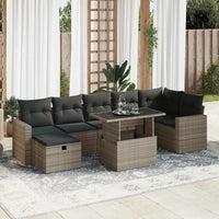 Thumbnail for 8-tlg. Garten-Sofagarnitur mit Kissen Grau Poly Rattan