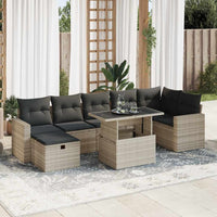 Thumbnail for 8-tlg. Garten-Sofagarnitur mit Kissen Hellgrau Poly Rattan