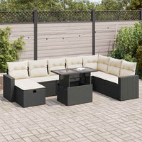 Thumbnail for 9-tlg. Garten-Sofagarnitur mit Kissen Schwarz Poly Rattan