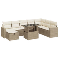 Thumbnail for 9-tlg. Garten-Sofagarnitur mit Kissen Beige Poly Rattan