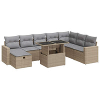 Thumbnail for 9-tlg. Garten-Sofagarnitur mit Kissen Beige Poly Rattan