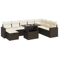 Thumbnail for 9-tlg. Garten-Sofagarnitur mit Kissen Braun Poly Rattan