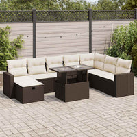 Thumbnail for 9-tlg. Garten-Sofagarnitur mit Kissen Braun Poly Rattan