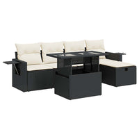 Thumbnail for 6-tlg. Garten-Sofagarnitur mit Kissen Schwarz Poly Rattan
