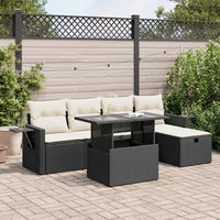 Thumbnail for 6-tlg. Garten-Sofagarnitur mit Kissen Schwarz Poly Rattan