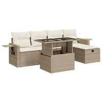 Thumbnail for 6-tlg. Garten-Sofagarnitur mit Kissen Beige Poly Rattan
