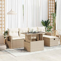 Thumbnail for 6-tlg. Garten-Sofagarnitur mit Kissen Beige Poly Rattan