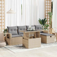 Thumbnail for 6-tlg. Garten-Sofagarnitur mit Kissen Beige Poly Rattan