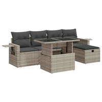 Thumbnail for 6-tlg. Garten-Sofagarnitur mit Kissen Hellgrau Poly Rattan