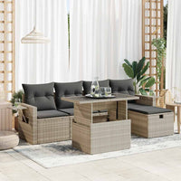 Thumbnail for 6-tlg. Garten-Sofagarnitur mit Kissen Hellgrau Poly Rattan