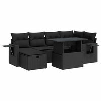 Thumbnail for 7-tlg. Garten-Sofagarnitur mit Kissen Schwarz Poly Rattan