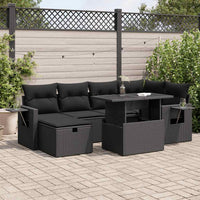 Thumbnail for 7-tlg. Garten-Sofagarnitur mit Kissen Schwarz Poly Rattan