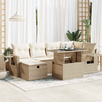Thumbnail for 7-tlg. Garten-Sofagarnitur mit Kissen Beige Poly Rattan