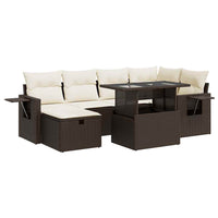 Thumbnail for 7-tlg. Garten-Sofagarnitur mit Kissen Braun Poly Rattan