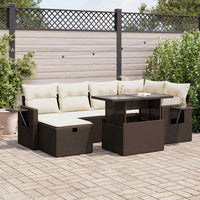 Thumbnail for 7-tlg. Garten-Sofagarnitur mit Kissen Braun Poly Rattan