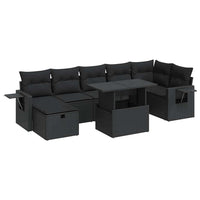 Thumbnail for 8-tlg. Garten-Sofagarnitur mit Kissen Schwarz Poly Rattan