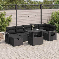 Thumbnail for 8-tlg. Garten-Sofagarnitur mit Kissen Schwarz Poly Rattan