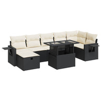 Thumbnail for 8-tlg. Garten-Sofagarnitur mit Kissen Schwarz Poly Rattan