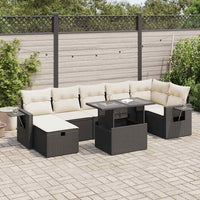 Thumbnail for 8-tlg. Garten-Sofagarnitur mit Kissen Schwarz Poly Rattan
