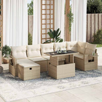 Thumbnail for 8-tlg. Garten-Sofagarnitur mit Kissen Beige Poly Rattan
